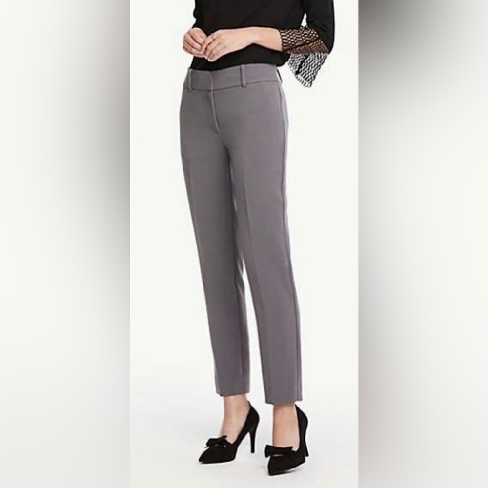 Ann Taylor Factory Straight Leg Dress Pants in Gray front zip side pockets  6
